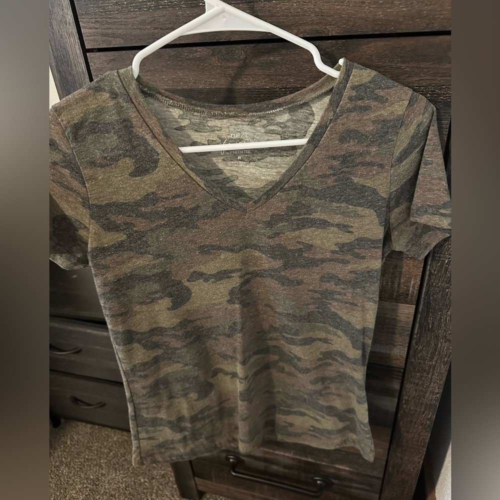 Camo V-Neck Women’s Top